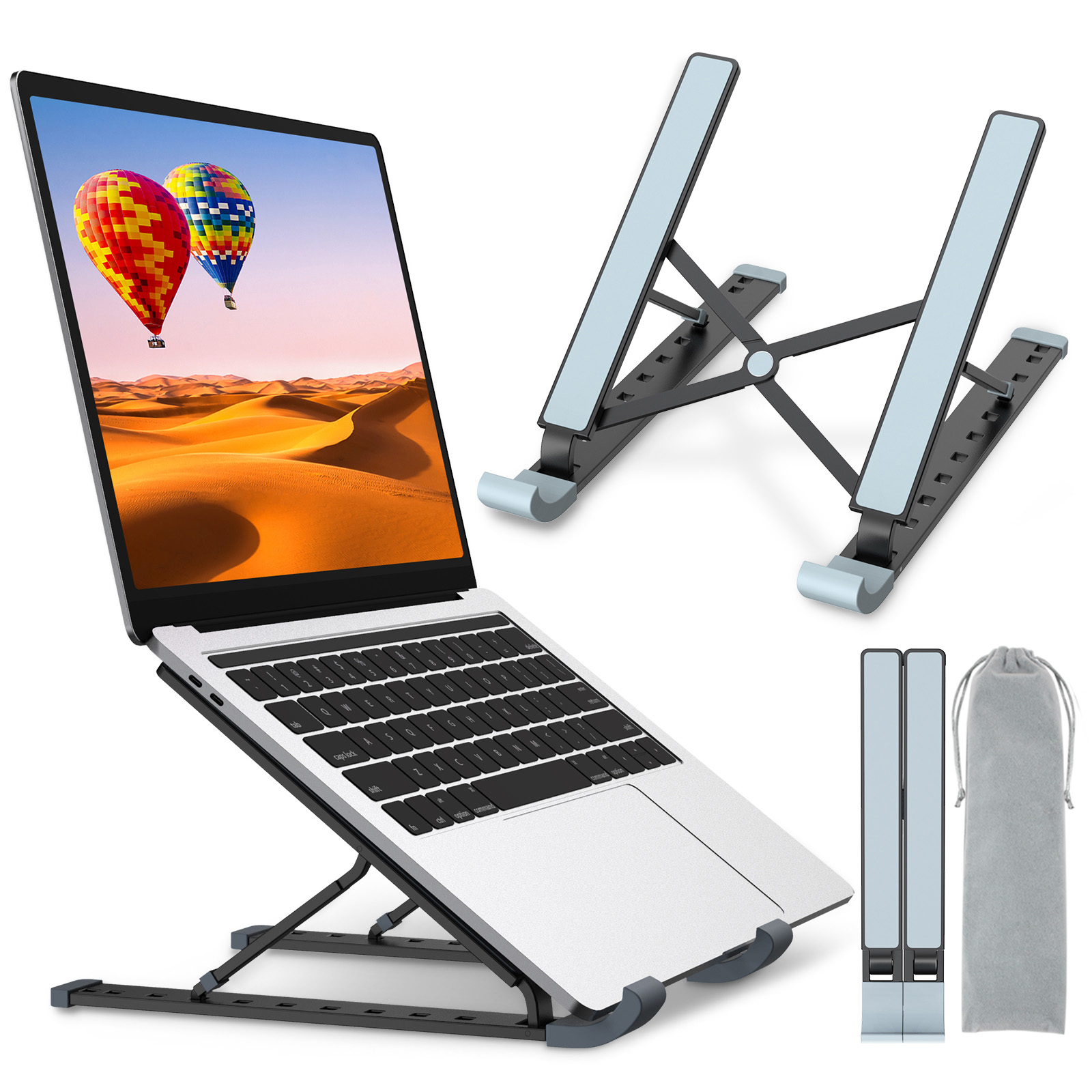 Faltbarer tragbarer belüfteter Desktop-Laptophalter Ergonomische Halterung für MacBook/Laptop/Notebook-Computer/Tablet-Matt-Finish MFEI Laptop-Ständer 