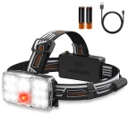 Headlamp with 11 Lighting Modes, TEUMI 2000 Lumen Ultra Bright Rechargeable LED Headlight with Red Safety Light, Waterproof IPX6, Adjustable Angle & Strap, Head Flashlight for Camping Hiking Fishing