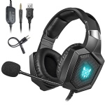 Gaming Headset with Mic for PS4 Xbox One Nintendo Switch, TEUMI RGB LED Light & Volume Control Noise Canceling Gaming Headphones with Microphone for PC Mac Laptop Computer iPad Smartphone