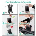 Bike Phone Mount, Pobon Bicycle Phone Holder Adjustable Handlebar Motorcycle Phone Mount Compatible with iPhone11 Pro Max,XR,XS,X,8 Plus, Samsung Galaxy Note 20,S20, 4.7-7.5 Inch Phones