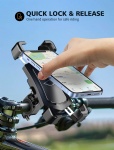 TEUMI Bike Phone Mount, [One-Hand Operation] 360° Rotatable Motorcycle Phone Mount, Bike Phone Holder for ATV MTB Scooter Compatible with iPhone 13/12/X/XS, Galaxy S20, 4.7-6.8 Inch Smartphones