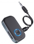 TEUMI Bluetooth Receiver, Wireless Bluetooth Adapter for Car, Bluetooth AUX Adapter with Built-in Mic for Hands-Free Calls, Music Streaming, Home Stereo, Speakers (16H Playtime, Dual Link) - Grey