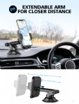 Car Phone Holder, TEUMI 360° Rotate Long Arm [Extra Sticky Pad] Cell Phone Holder Car Dashboard & Windshield, Car Phone Mount Compatible with iPhone 13 Pro Max/12/11/XS/XR/8, Samsung Galaxy S20/Note20