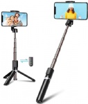 TEUMI Bluetooth Selfie Stick Tripod, Mini Extendable 3 in 1 Aluminum Phone Tripod Selfie Stick with Wireless Remote, Compatible with 13 Pro Max/13 Pro/12/11/8, Galaxy Note 20/10 Plus & More