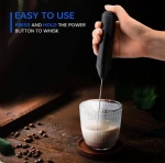 TEUMI Milk Frothers, Aluminum Alloy Milk Frother Handheld Electric with High Power 12000 RPM Motor, Mini Foamer Whisk for Latte, Cappuccino, Hot Chocolate, Drinks, 3AAA Batteries Included