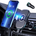 TEUMI Wireless Car Charger Mount [QC 3.0 Charger Adapter Included], 15W Max Qi Fast Charging Air Vent Car Phone Holder Compatible with iPhone 13 Pro Max 12 Mini 11 XS XR, Samsung S21 S20 S10 Note20