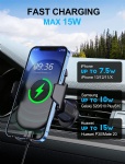 TEUMI Wireless Car Charger Mount [QC 3.0 Charger Adapter Included], 15W Max Qi Fast Charging Air Vent Car Phone Holder Compatible with iPhone 13 Pro Max 12 Mini 11 XS XR, Samsung S21 S20 S10 Note20