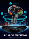 FM Transmitter for Car Bluetooth 5.0, TEUMI 7 Colors Light Dual USB QC3.0 & 2.4A Car Charger Bluetooth Car Kit, Siri & Google Voice Assistant Wireless Hands-Free Car Adapter, Support U Disk TF Card