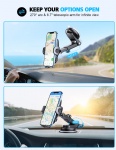 TEUMI Cell Phone Holder Car, Military-Grade Suction with Extra Sticky Pad Car Phone Holder for Dashboard & Windscreen, 360° Rotate Car Phone Mount Compatible with iPhone 13 Pro Max 12 11, 4”-7” Phone