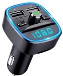 FM Transmitter for Car Bluetooth 5.0, TEUMI Blue Ambient Light Bluetooth Car Adapter, Wireless FM Radio Car Kit, Hands Free Calling, Dual USB Ports 5V 2.4A & 1A, Support SD Card USB Flash Drive