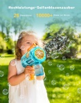 TEUMI Bubble Machine Gun, Rechargeable 26-Hole Bubble Blaster Guns for Age 3+ Kids/Adults with LED Lights, 360° Leak-Proof & 10000+ Bubbles Per Minute, for Outdoor Wedding Party Birthday Gift